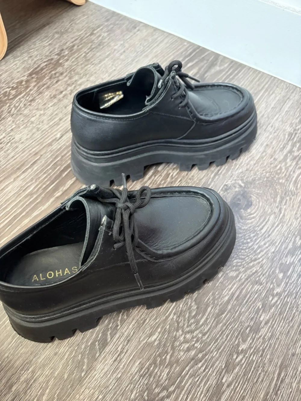 Alohas Black Platform Loafers Size 6
